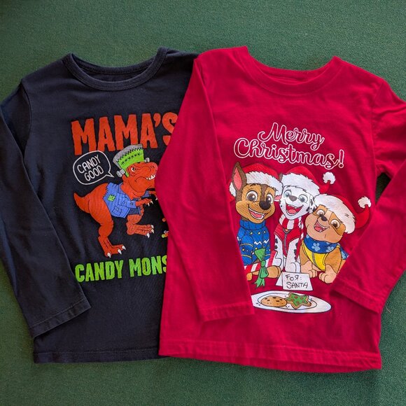 Bundle Boy's Holiday Long Sleeve T-shirts 5T 💙 - Picture 1 of 5